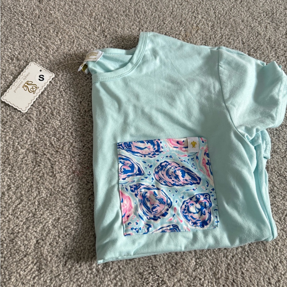 Kids Aqua Blue T-Shirt with Patterned Pocket